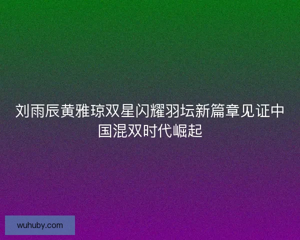 刘雨辰黄雅琼双星闪耀羽坛新篇章见证中国混双时代崛起